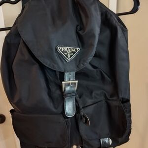 Black Nylon Backpack with Silver-Tone Hardware
